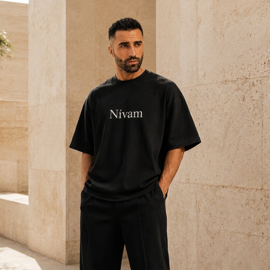 T-shirt Nívam Noir Oversize — Coton biologique