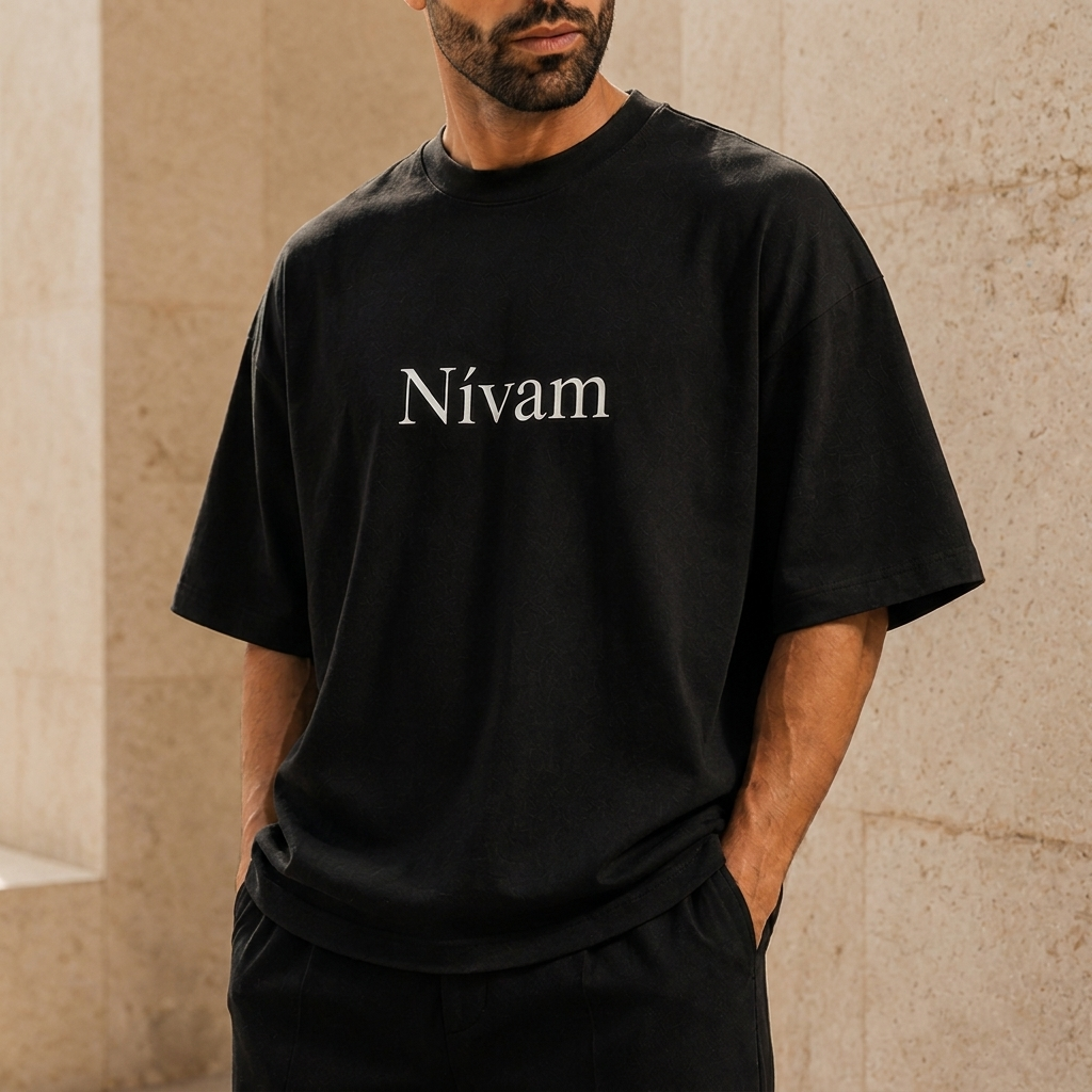 T-shirt Nívam Noir Oversize — Coton biologique